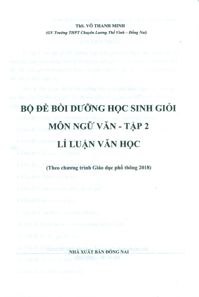 BỘ ĐỀ BỒI DƯỠNG HỌC SINH GIỎI MÔN NGỮ VĂN - TẬP 2: LÝ LUẬN VĂN HỌC (Theo chương trình 2018 - Dùng chung cho cả 3 bộ SGK)